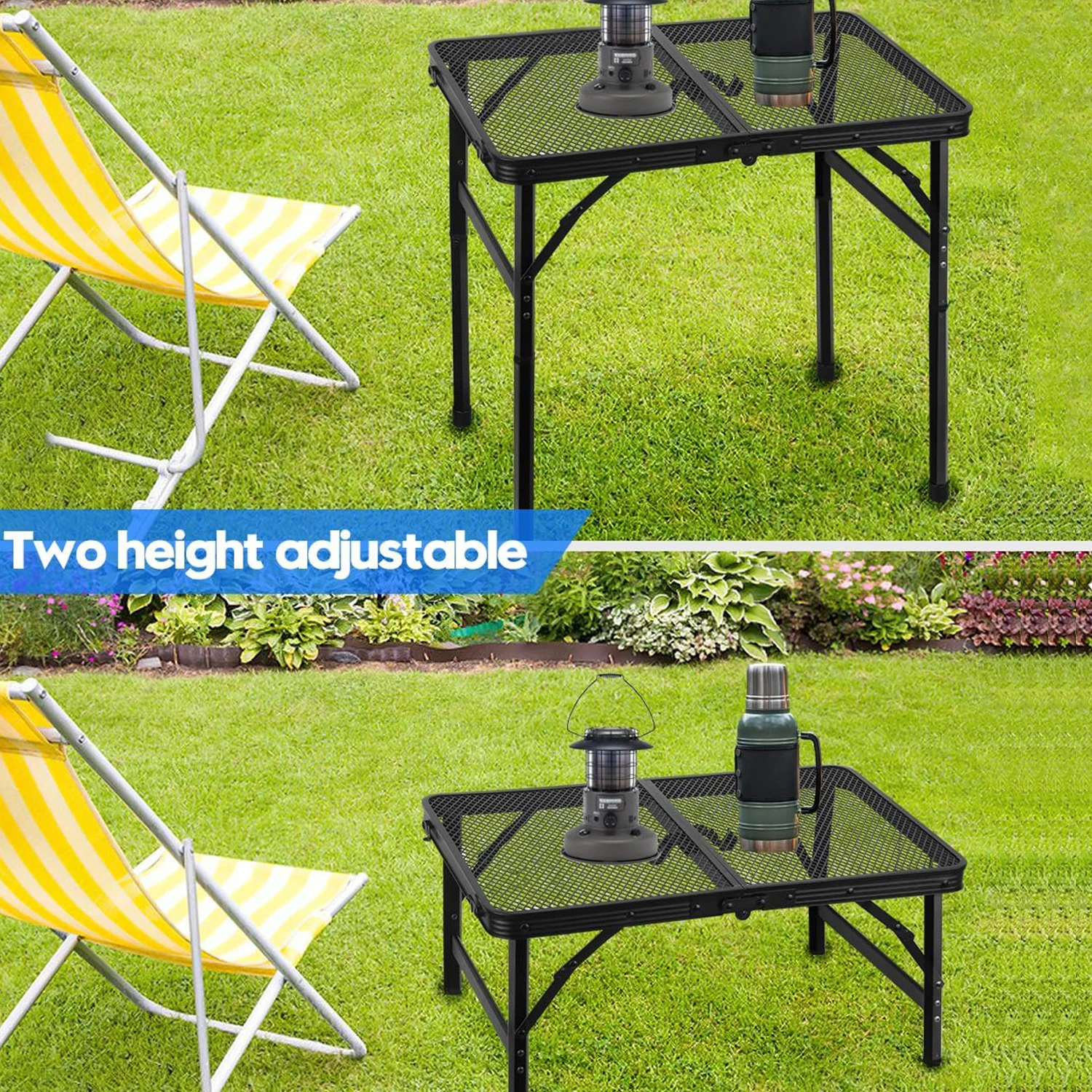 طاولة تخييم مع سطح مكتب شبكي، طاولة شواء خفيفة الوزن وقابلة للطي، طاولة خارجية للتخييم والطهي والشواء والمركبات الترفيهية والنزهة #3