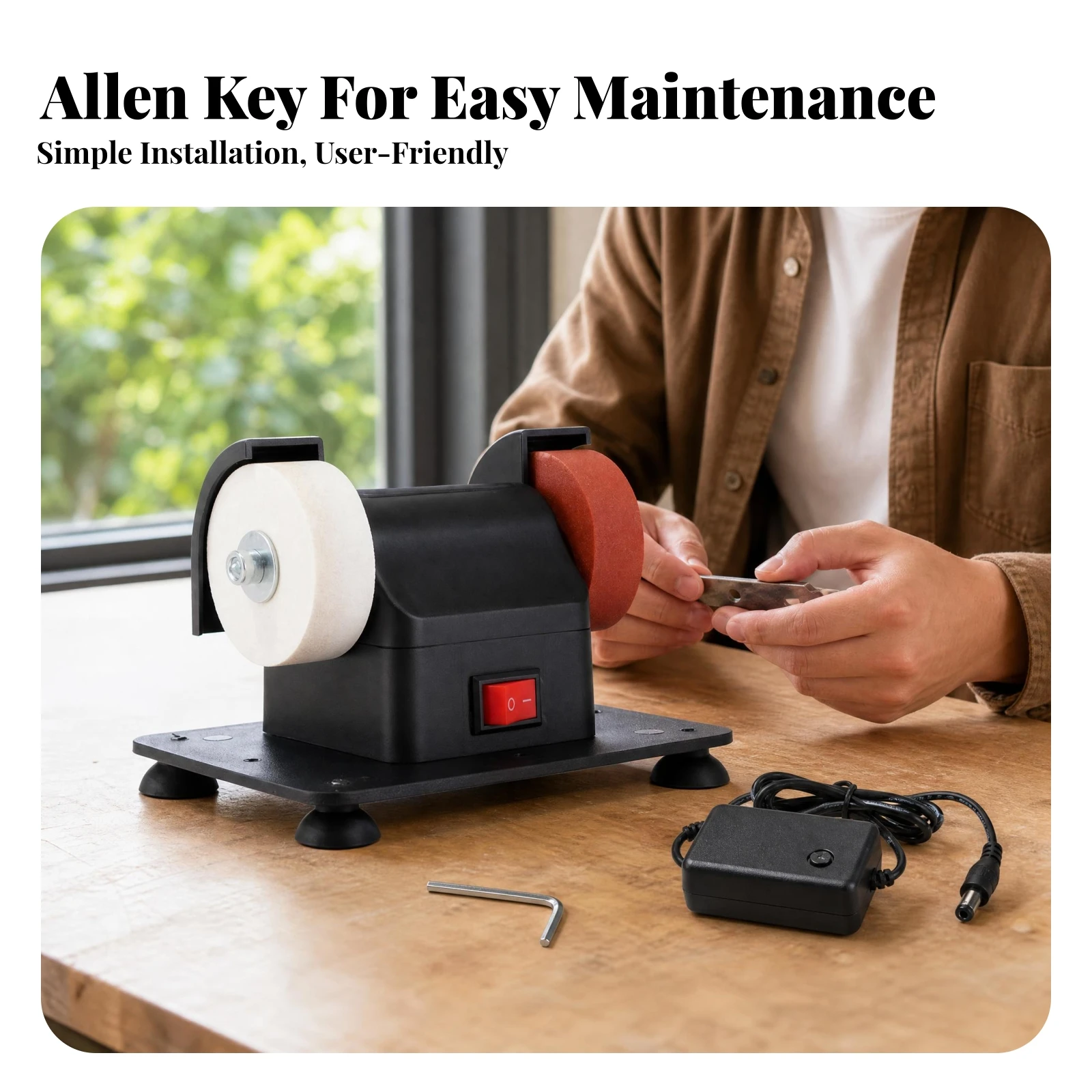 Blade Sharpening Tool Compact Two-Wheel Wheel Sharpening Tool Electric Grinder Suction Base