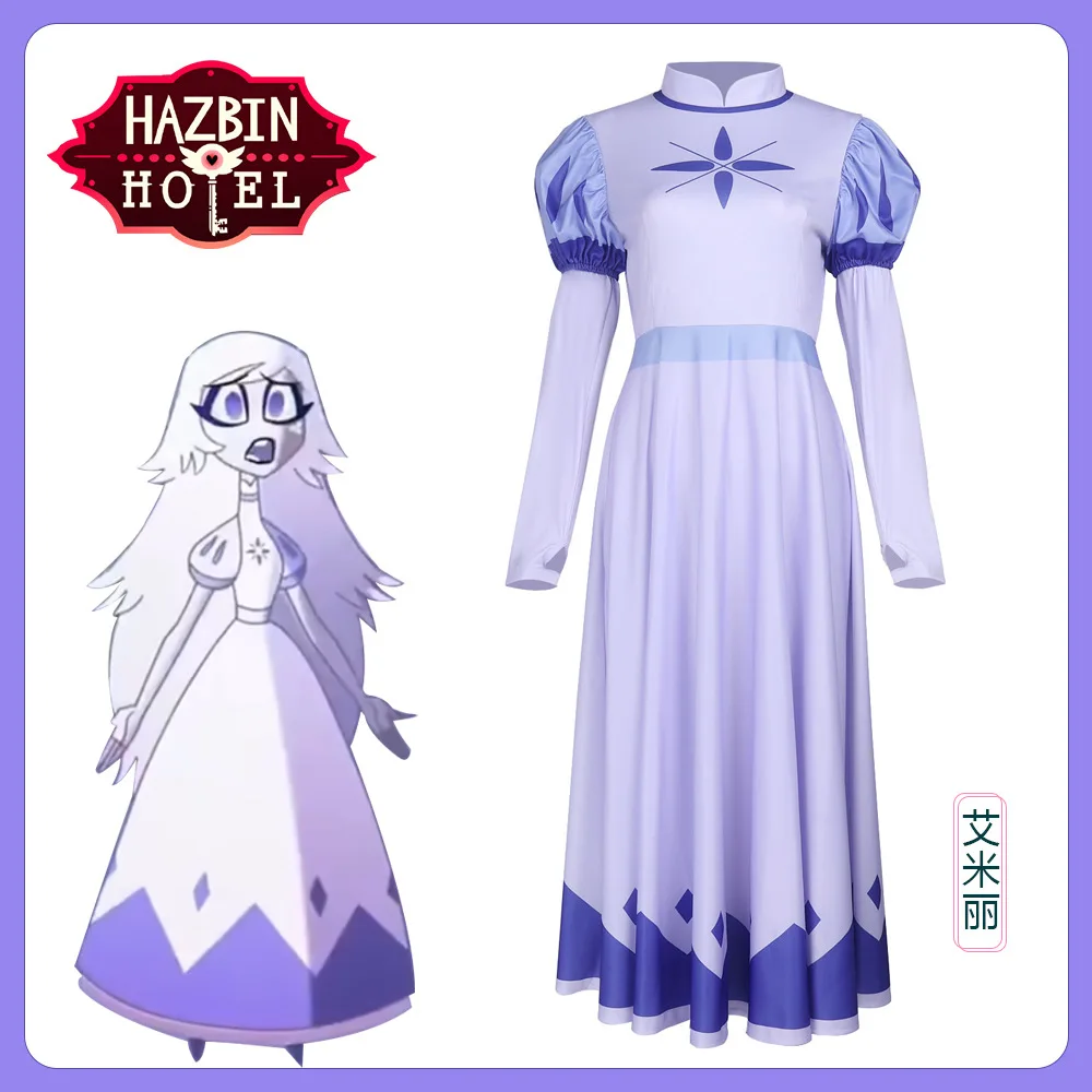 

Angel Emily Cosplay Costume Women Princess Dress Hazbin Hotel Emily Dress Anime Character Performance Outfit Halloween Uniform