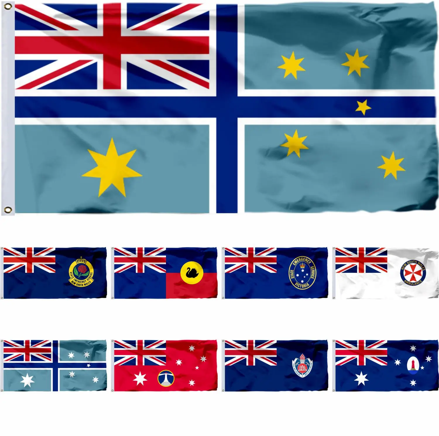 

Australia Civil Air Ensign Flag 3X5FT FRNSW Banner 90X150CM New South Wales SES 21X14CM X6FT Au Victoria SES