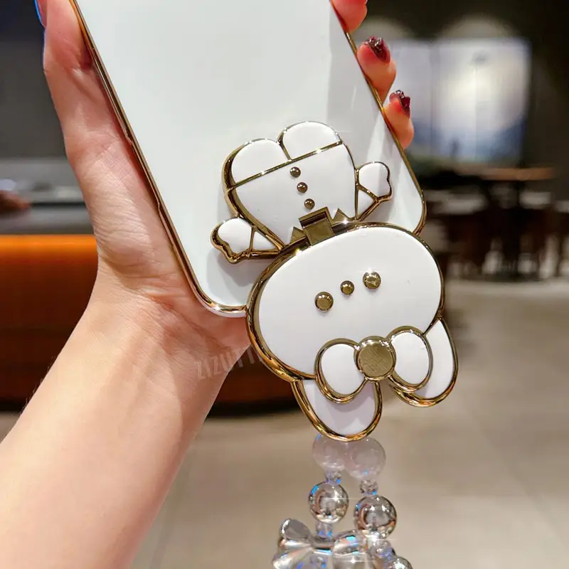 Pearl Strap Lanyard Happy Rabbit Phone Holder Case On For Huawei Honor 9X Pro 60 70 80 90 100 200 300 Pro Ultra Y9s Back Cover