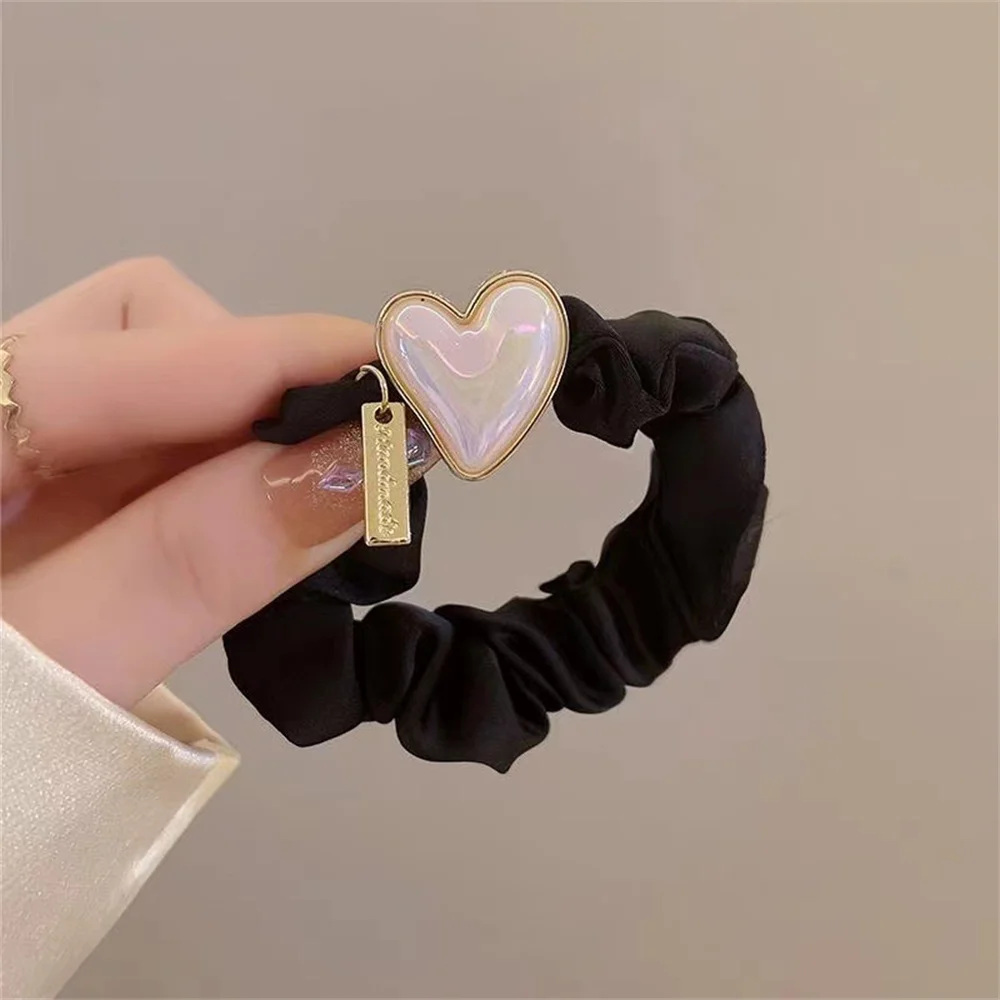 Fashion Circular Pearl H Letter Hair Rope Elegant Hair Ties Elastic Women Hairband Ponytail Holder Rubber Band Hair Accessories