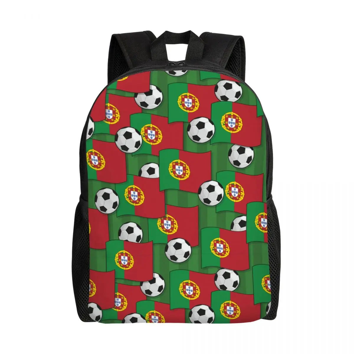 Custom Portugal Football Backpack for Men Women School College Student Bookbag Fits 15 Inch Laptop Sports Lover Soccer Ball Bags