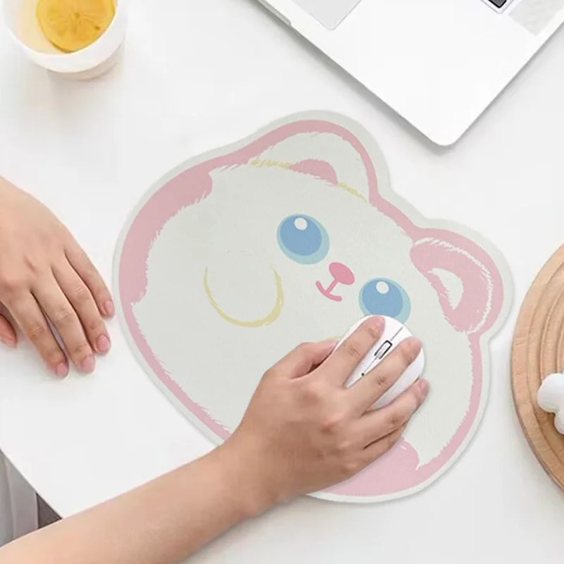 Rubber Pink Cartoon Cat Shaped Mouse Pad 21*26cm Thin Anti Slip Cute Animal Desk Mat Unisex Student Office Gaming