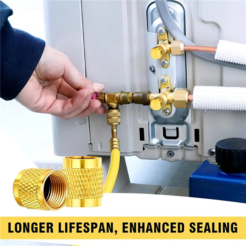 【A87T】100 Pcs 1/4Inch Brass Flare Cap, Solid Brass Caps With Neoprene O Ring Seal, 1/4Inch SAE HVAC Valve Caps