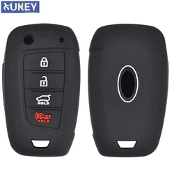 For Hyundai Kona Silicone Remote Flip Key Case Fob Shell Cover Skin Holder 4 Button 2018 2019