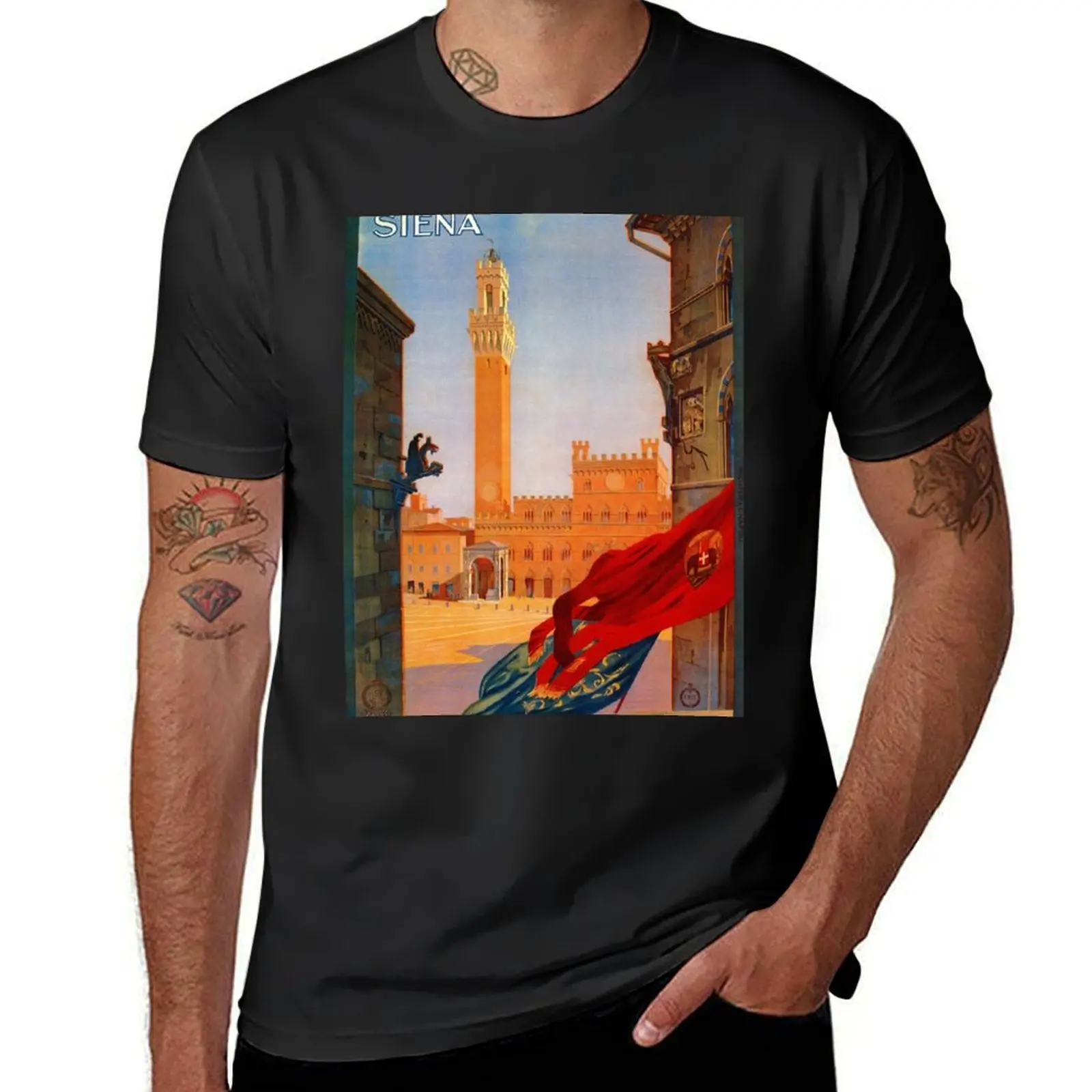 Vintage Siena Italian travel advertising T-Shirt Blouse customs korean fashion t shirts men