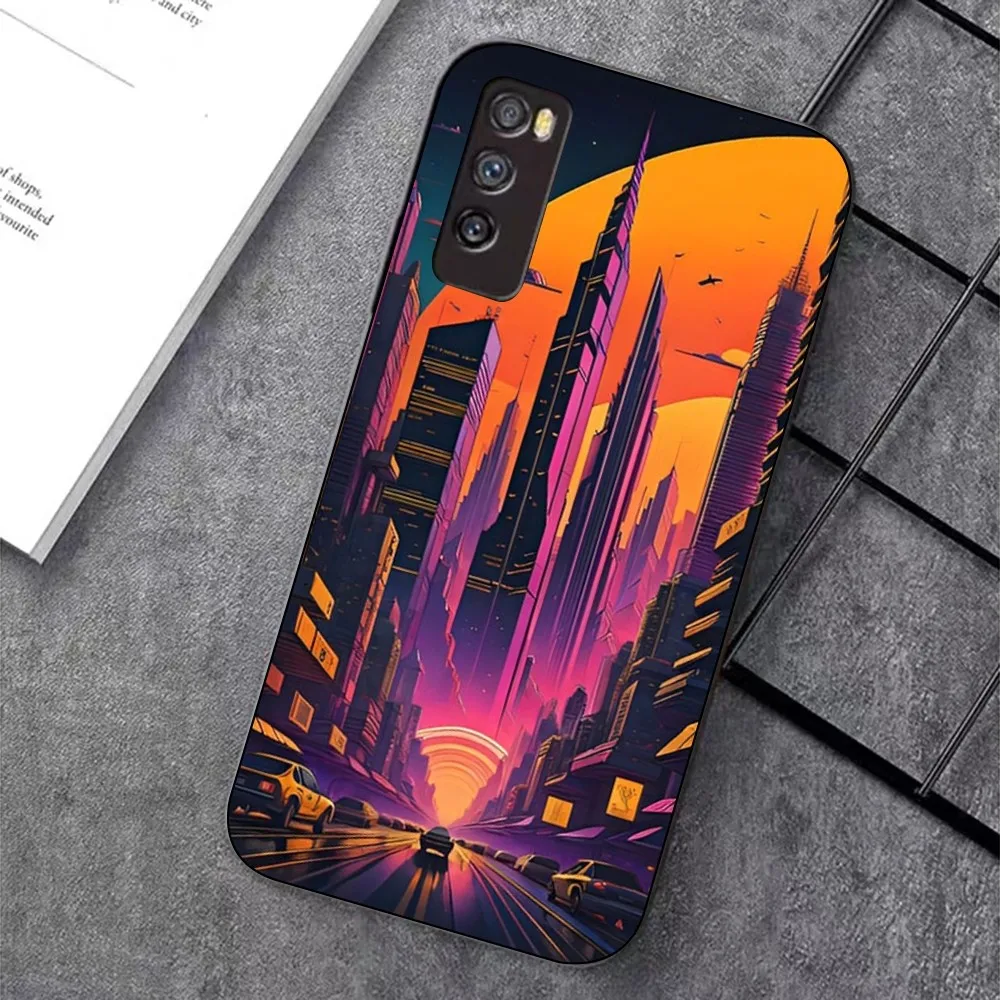 Synthwave Retro 80s Neon colorful Phone Case For Huawei Mate 10 20 30 40 50 lite pro Nova 3 3i 5 6 SE 7 pro 7SE