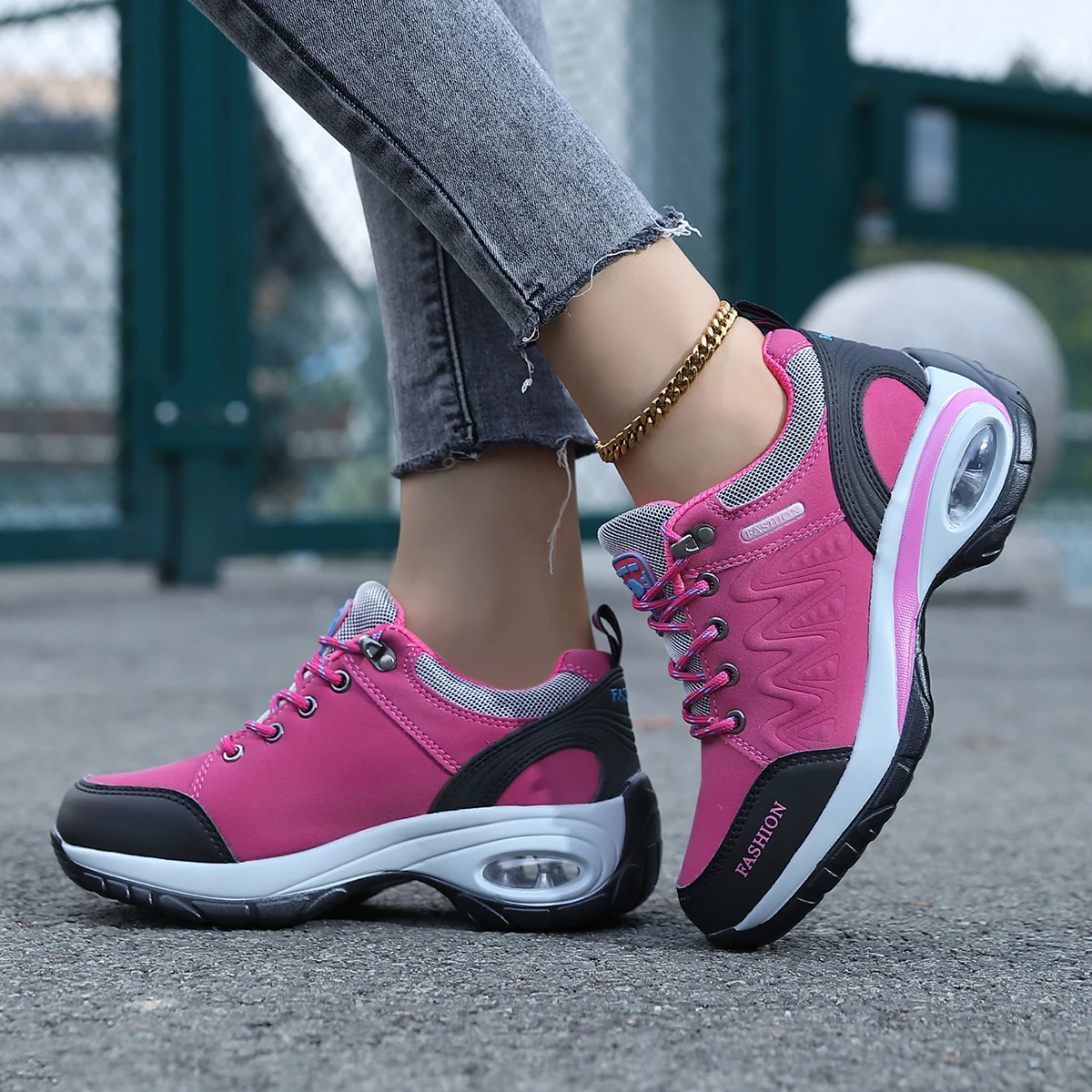 ผู้หญิงกีฬารองเท้าแพลตฟอร์มรองเท้าผ้าใบแฟชั่นเดินป่ากลางแจ้งปีนเขารองเท้าสบายๆลื่นรองเท้าสุภาพสตรีรองเท้าสบายๆ