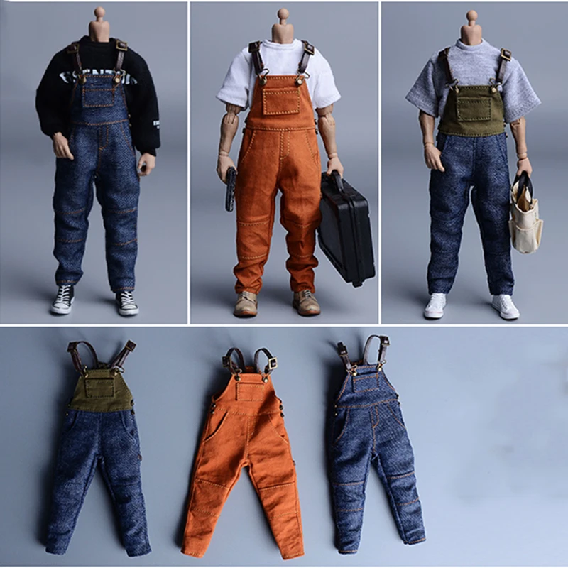 1/12 Man Fashion Trend Jumpsuits Soldier Toy Strap Pants Sling Trousers Large Pockets Clothes For 6inch Action Figure Body