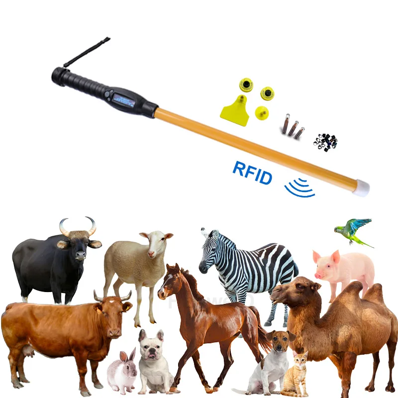 Cattle EID tag scanner RFID 134.2khz animal FDX-B HDX ear tag reader for breeding stock,fat stock,dairy farming,herd management