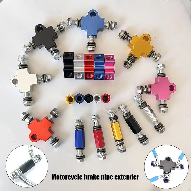 

Brake Hose Connecting T Adapter 2 Way Brakes Tee Block Alloy Brake Fitting Female Universal Motorcycle Brake Hose Connector End