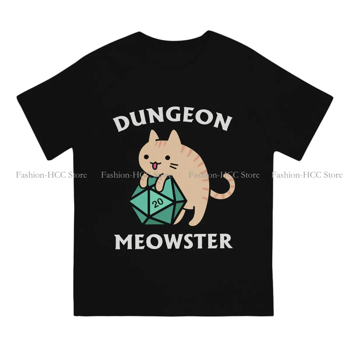 Dungeon Polyester TShirt for Men Orange Tabby Cat with D20 Soft Summer Sweatshirts T Shirt Novelty