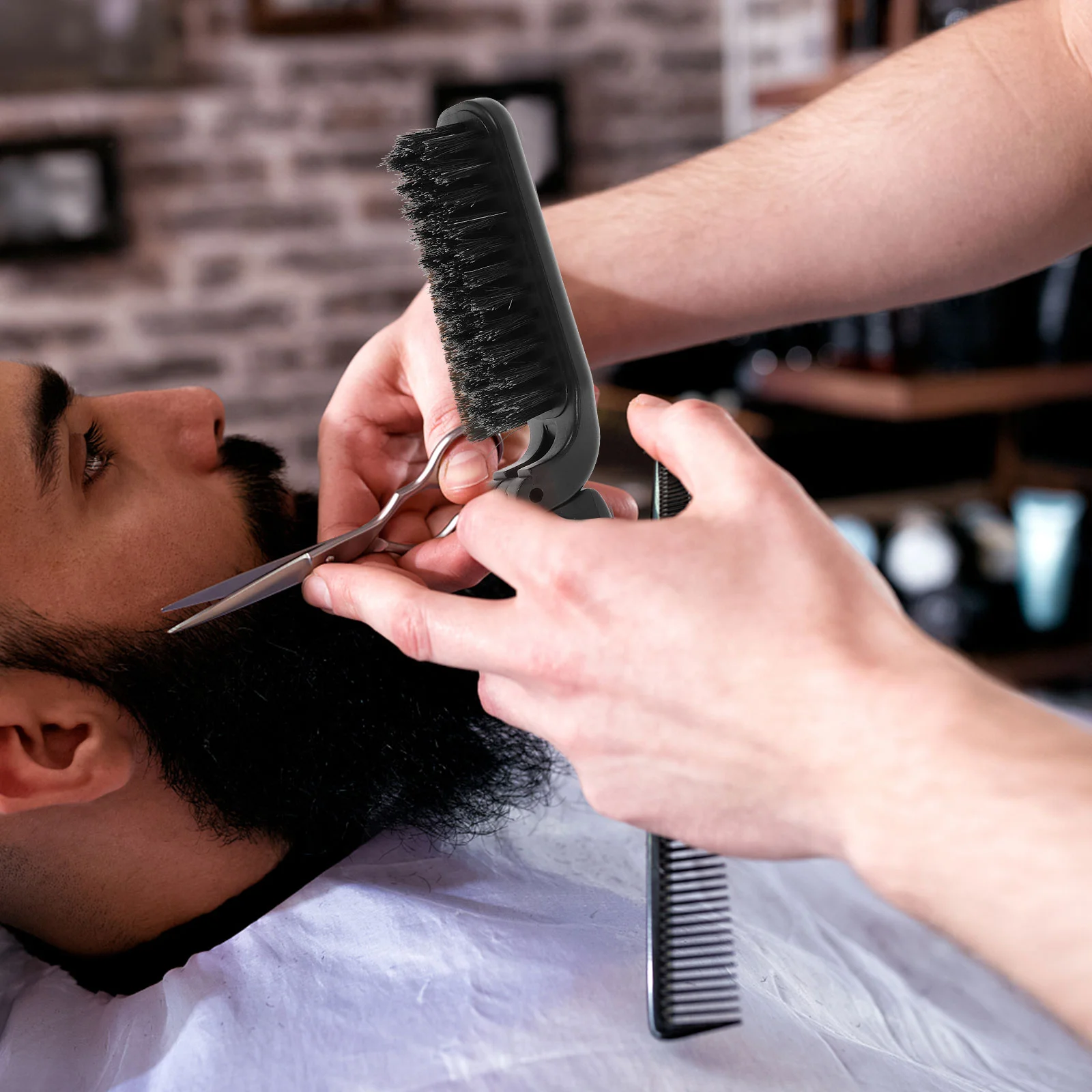 Cepillo de limpieza de Peine de viaje para hombres, cepillo desenredante para bigote, cepillo de aseo para hombres, cepillo de limpieza para tallado de peluquero, estilismo