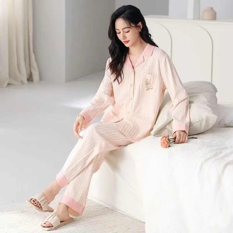 Damen-Pyjama in Übergröße, süßes, modisches Pyjama-Set mit Aufdruck, 2-teilig, Reverskragen, Neu Frühjahr 2026, Oversized Loungewear für Damen – Detail 9