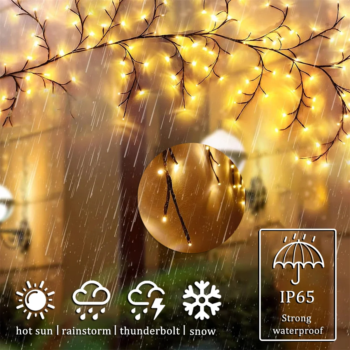 Flexible Willow Vine Light Home Wedding Decorations DIY Rattan Tree Luminous Branch Light Wall Fireplace Party Bedroom 144LED