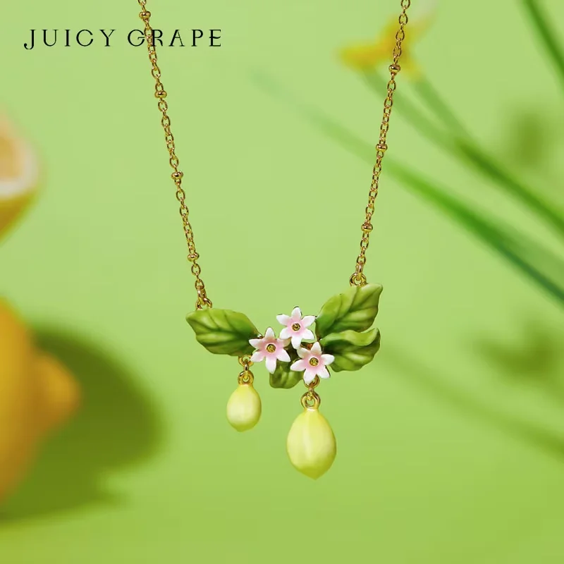 juicy-grape-lemon-necklace-handmade-enamel-fruits-necklace-lemon-flower-necklace-18k-gold-plated-birthday-gift-for-girl