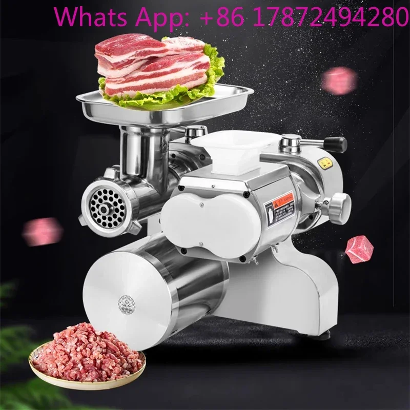 Commercial Meat Grinder High Power Stainless Steel Dual-purpose Multi-function Fully Automatic Desktop Strong Slicer Sausage