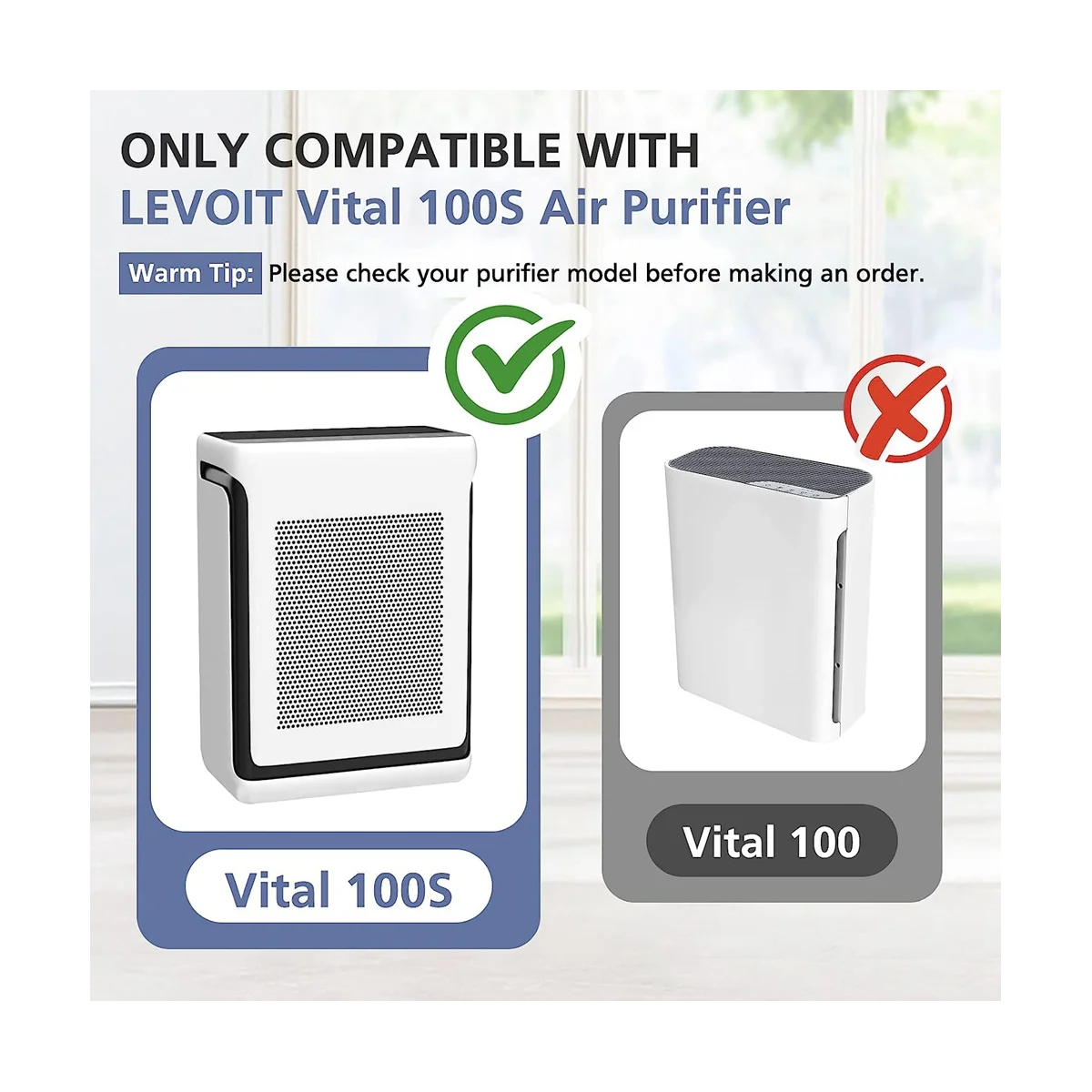 Hepa Filter for Vital 100S Air Purifier, High-Efficiency Activated Carbon Pre-Filter, Vital 100S-RF, 2 Pack