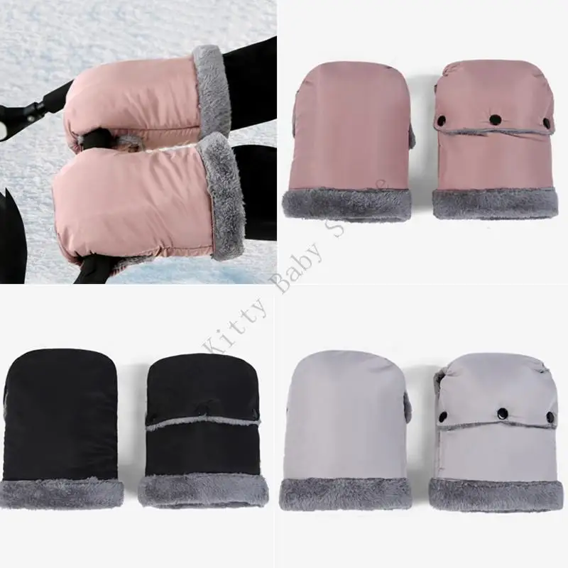 

Winter Thick Fleece Lining Baby Stroller Gloves Outdoor Waterproof Anti-Freeze Pushchair Hand Muff Universal Cart Mittens