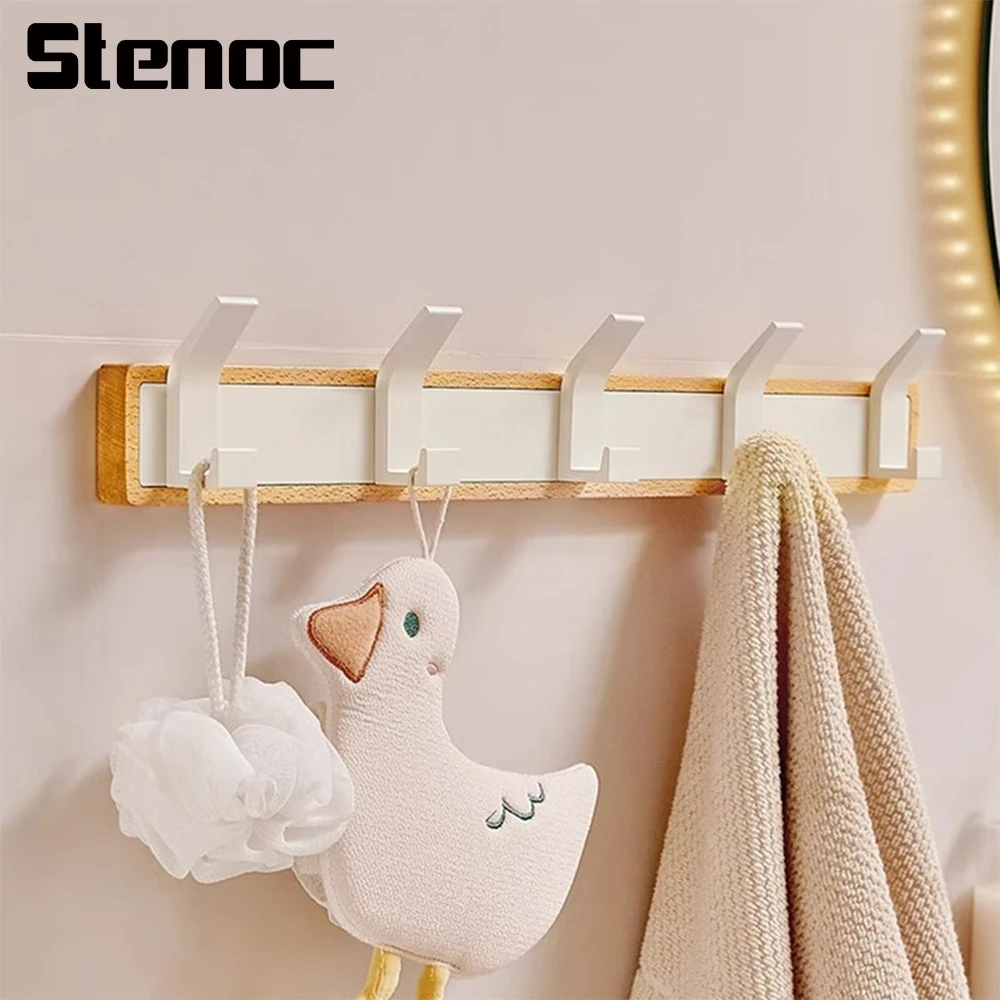 Wood Wall Coat Racks Bedroom Entrance Hall Clothing Storage Hangers Hook Multipurpose Shawl Clothes Organizer Rack Home Storage