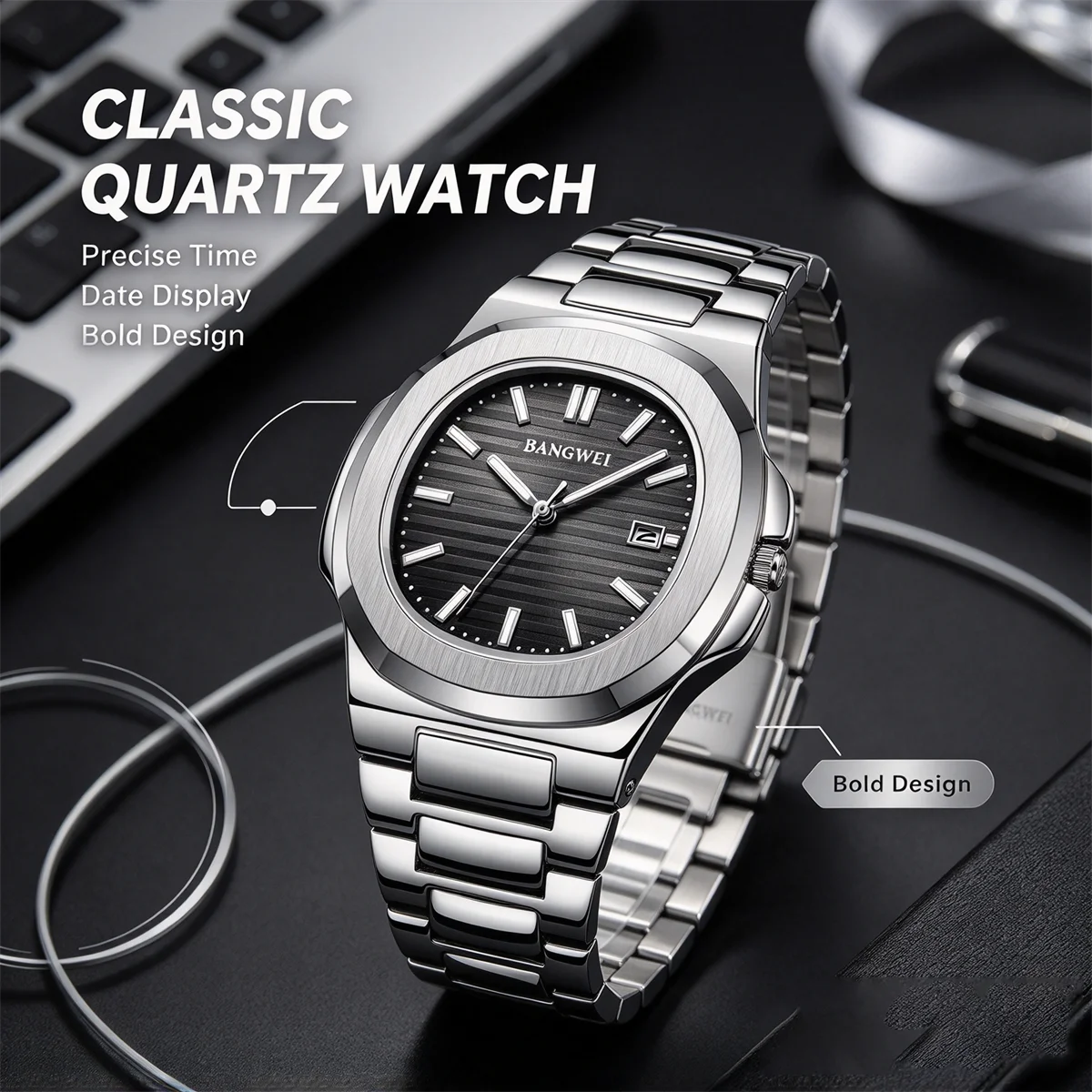 LIGE 2026 New Luxury Men Quartz Watches 30M Waterproof Automatic Date Watch Man Stainless Steel Sport Chronograph Watch for Men