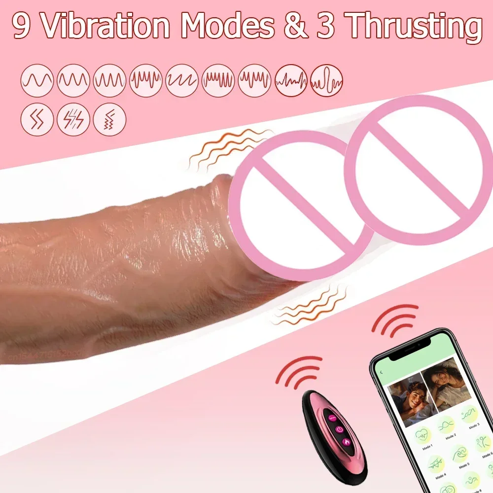 Telescopic Female Vibrator Dildo for APP Remotely Controlled Heating Realistic Big Penis Massager Masturbator Sex Toys for Women