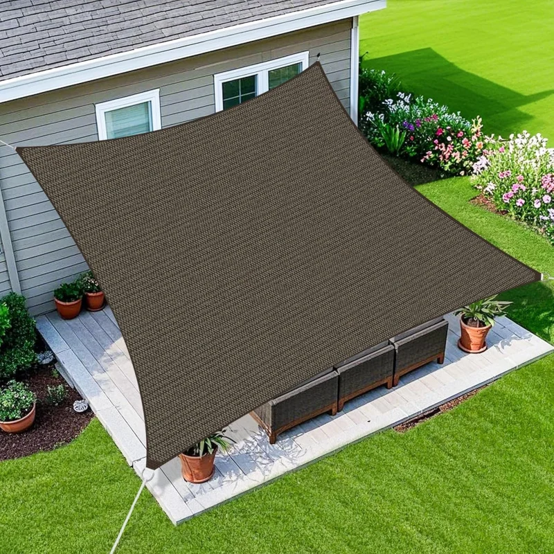 

2026 New：Shade Sail 15'X30' Curved Outdoor Shade Canopy Mocha Breathable 95% Block Shade Cloth Patio Ga