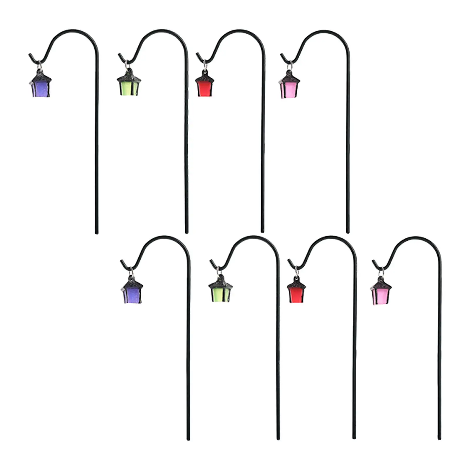 8Pcs Glow in Dark Mini Resin Garden Lantern Stakes Vintage Horse Style Miniature Lantern Decor for Micro Landscape Terrarium
