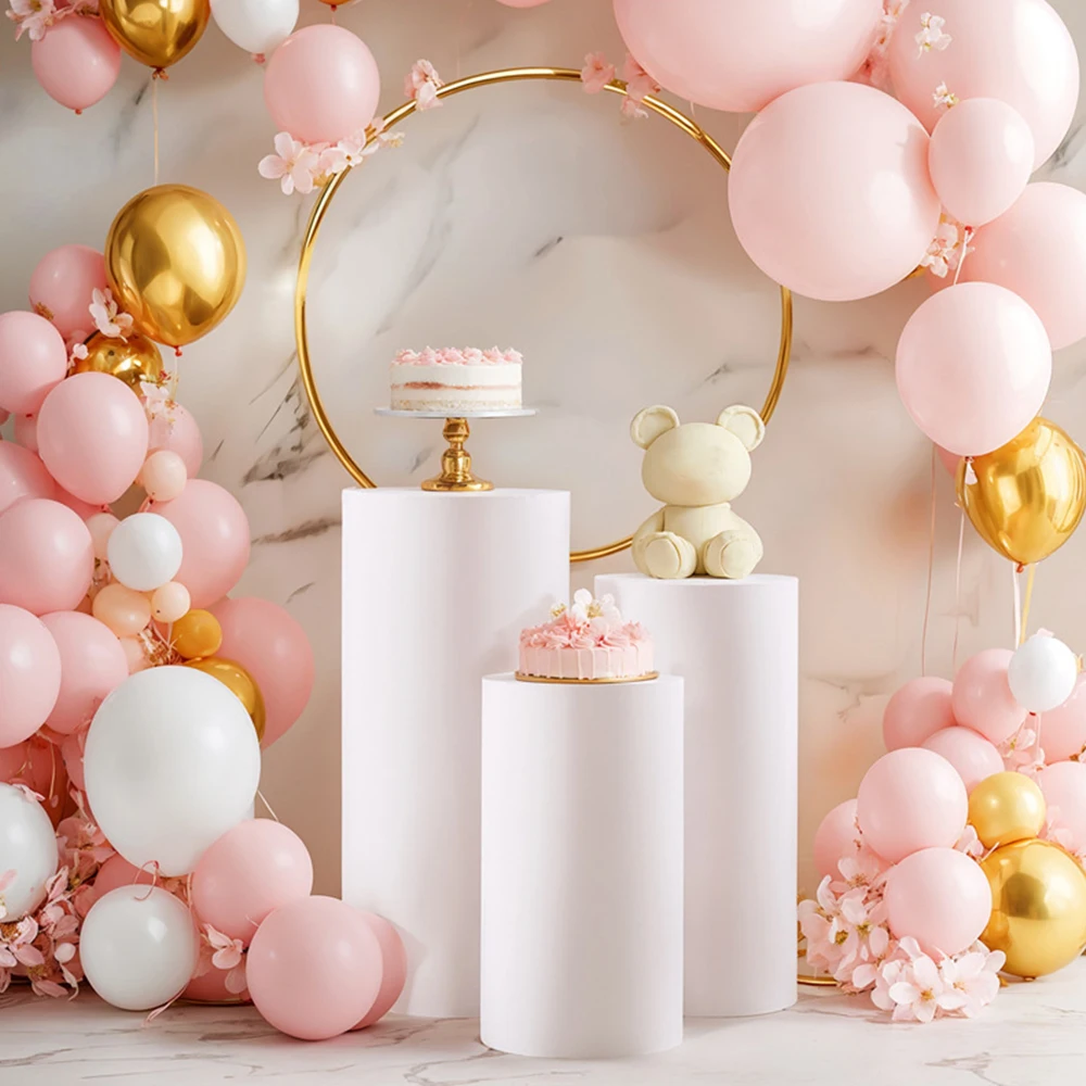 

Runtowo 3Pcs Wedding Cylindrical Bucket Cover Cloth ,Wedding Party Dessert Table Covers ,Birthday Background Decoration