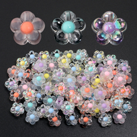 100pcs 12.5mm Sunflower Acrylic Beads Matte Transparent Mixed Color Spacer Beads Handmade Clipbook Bracelet Necklace Accessories