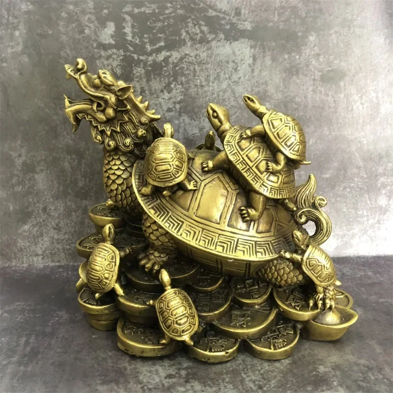 

Pure copper mother and son dragon turtle ornaments home living room handicraft ornaments