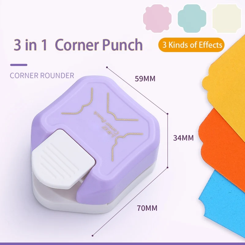 Fromthenon 3 in1 Corner Rounder Punch R4 R7 R10 Round Corner Cutter DIY Paper Card Photo Corner Rounder Punching Tools
