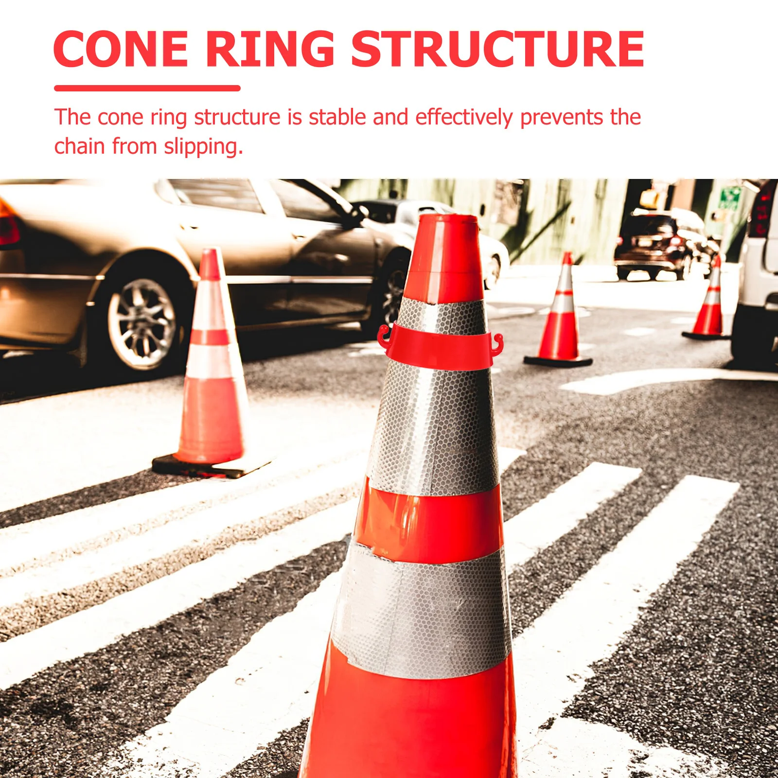 Anillo de seguridad para eliminar el tráfico, conos de poste, eslabón de cadena de plástico para barrera de estacionamiento, construcción, entrada de carretera, 10 Uds.