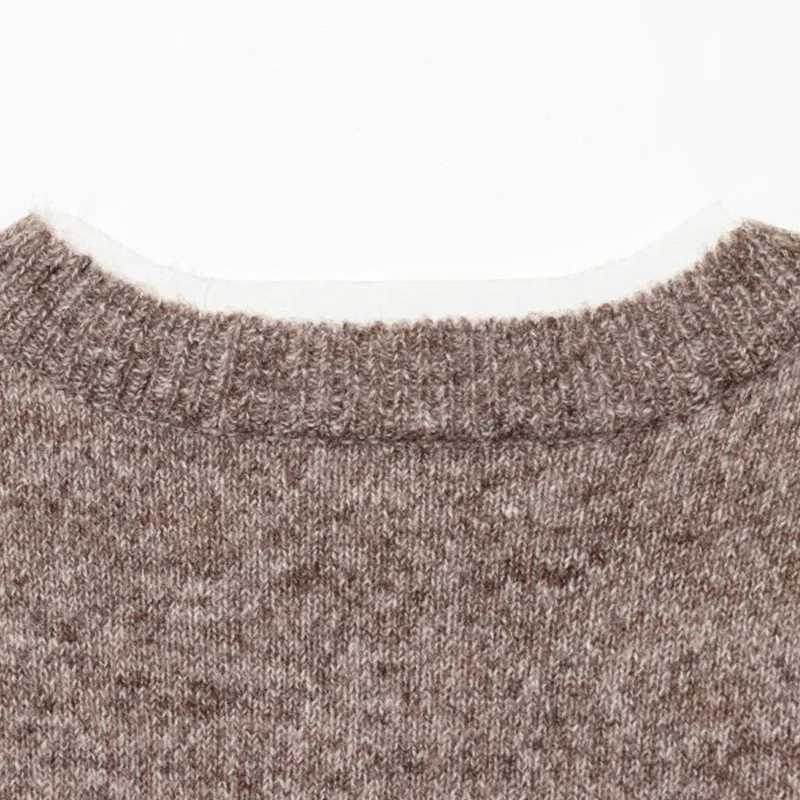 Botão aberto ponto camisola de malha estilo simples mangas compridas moda o pescoço outono inverno quente streetwear senhora do escritório topos