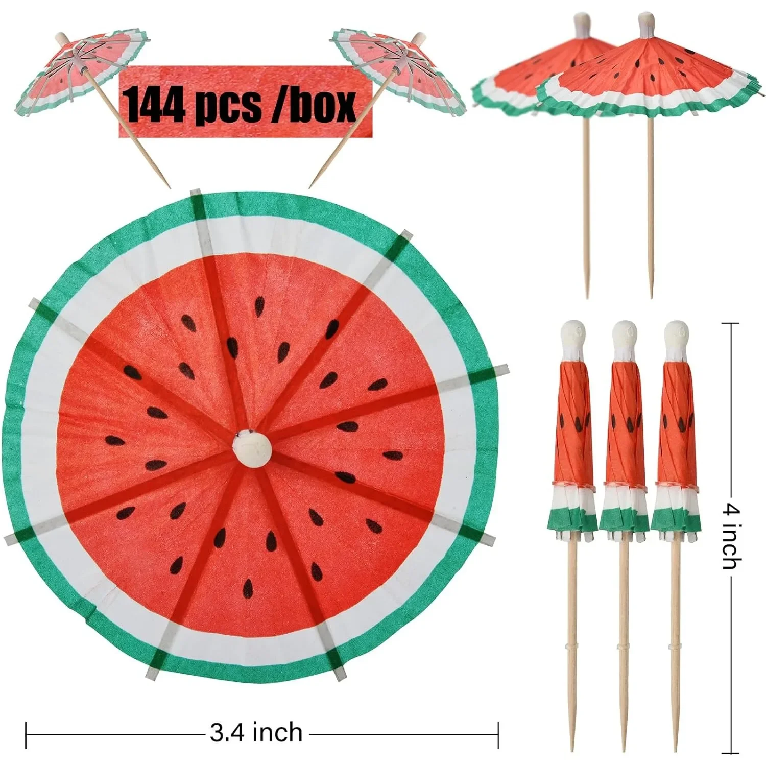 144 Pieces Drink Umbrella Cocktail Picks for Summer Hawaiian Umbrella Sticks Tropical Wedding Luau Party Decor