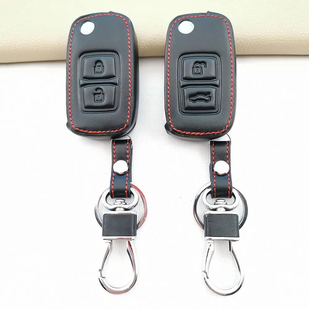 New Style 100% Leather Car Key Case For Chery A5 Fulwin Tiggo E5 A1 Cowin 2 Buttons Remote Shell Cover Protective Fob