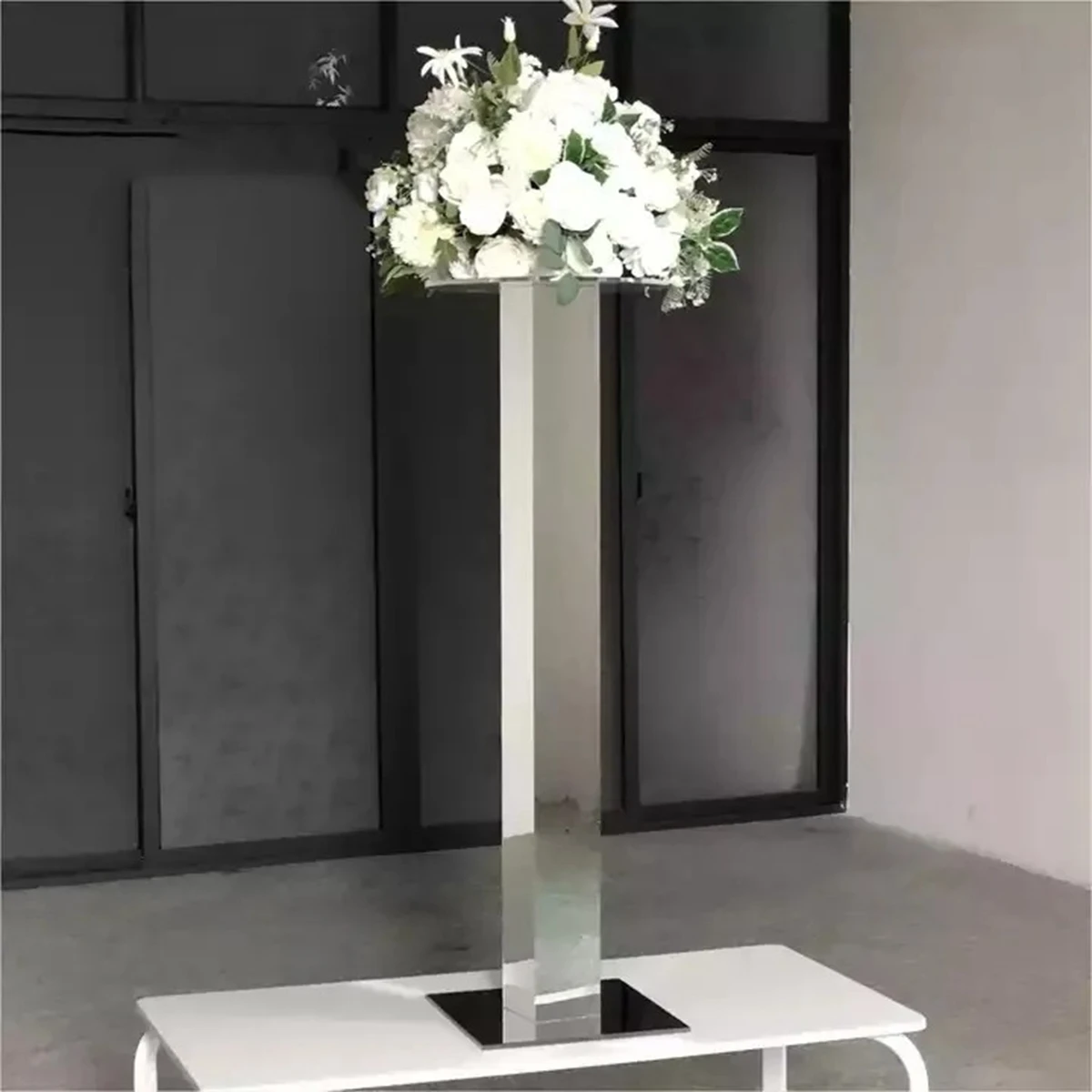 

60cm 70cm 80cm 90cm 100cm 110cm)Mirror gold silver Acrylic Flower Stand Centerpieces For Wedding Table