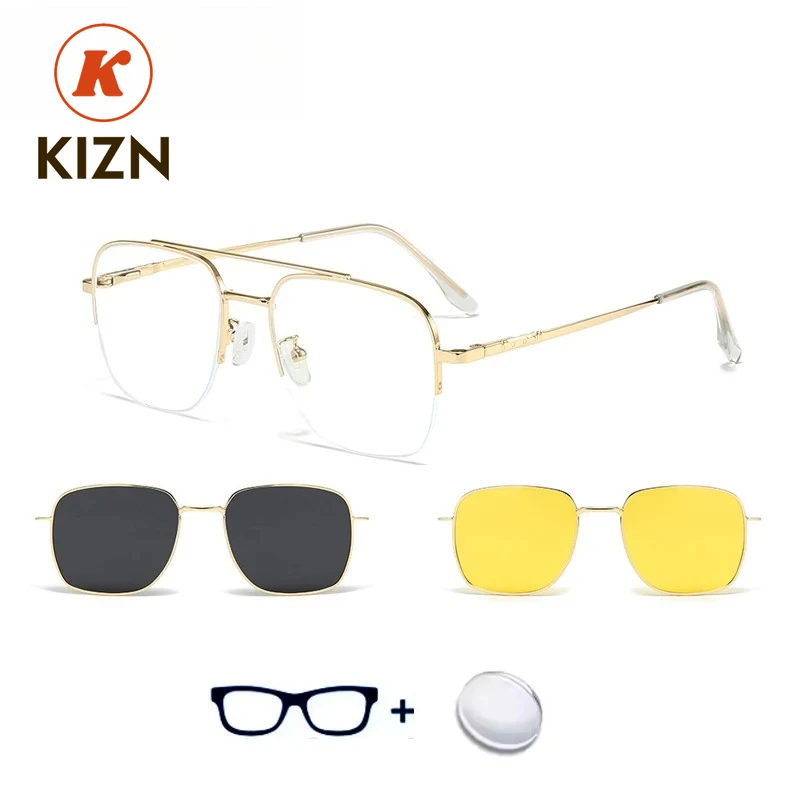 

KIZN Sports 3 in1 Magnetic Clip Myopia Hyperopia Sunglasses Glasses Women Men Polarized Prescription Optical Custom Lens Frame E