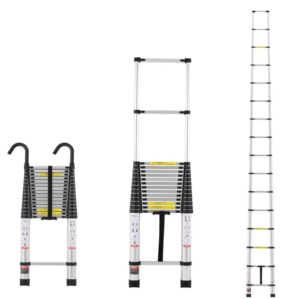 

Telescoping Extension Ladder 20.3FT Multi-Button Retraction 375 LBS Capacity