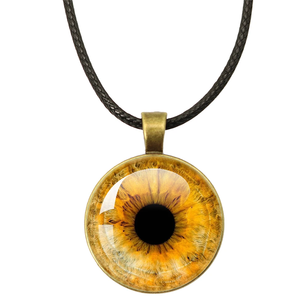 Leather Rope Chain Necklaces Large Pupils Necklace Human Eye Dragon Cat Eye Pendant Necklace Charm Jewelry For Gift