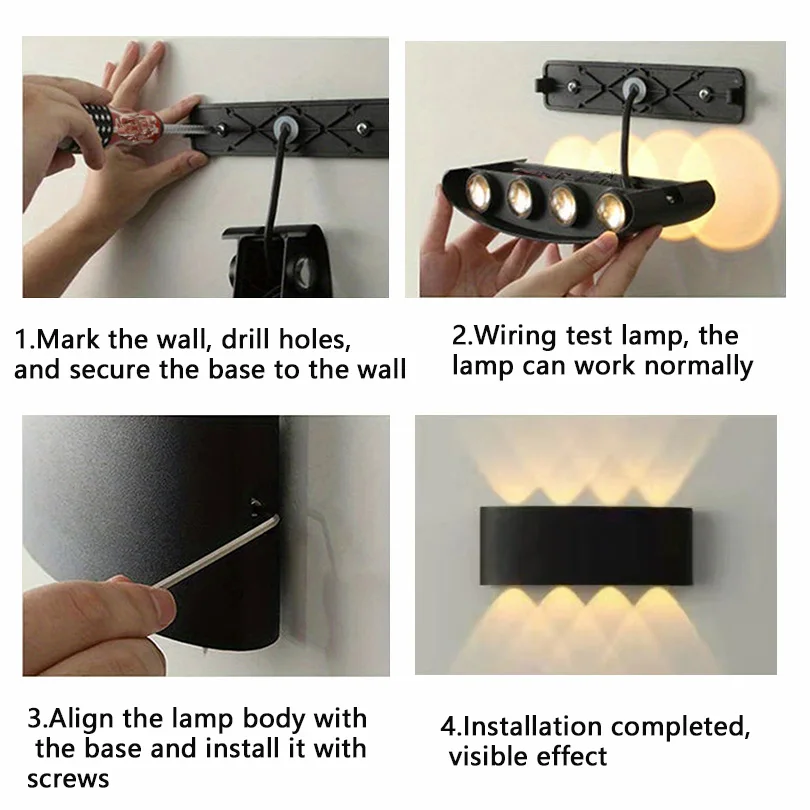 Aluminum LED Wall Lamp Waterproof IP65 110V 220V Outdoor Garden Lights Interior Wall Light for Bedroom Living Room Lighting 2