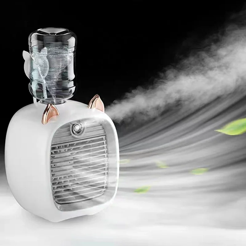 مروحة مكيف هواء صغيرة محمولة ، مبرد هواء USB ، مرطب ، 3 سرعات ، بخاخ 2 وضع ، مبرد صامت لمكتب المكتب ، مراوح رائعة