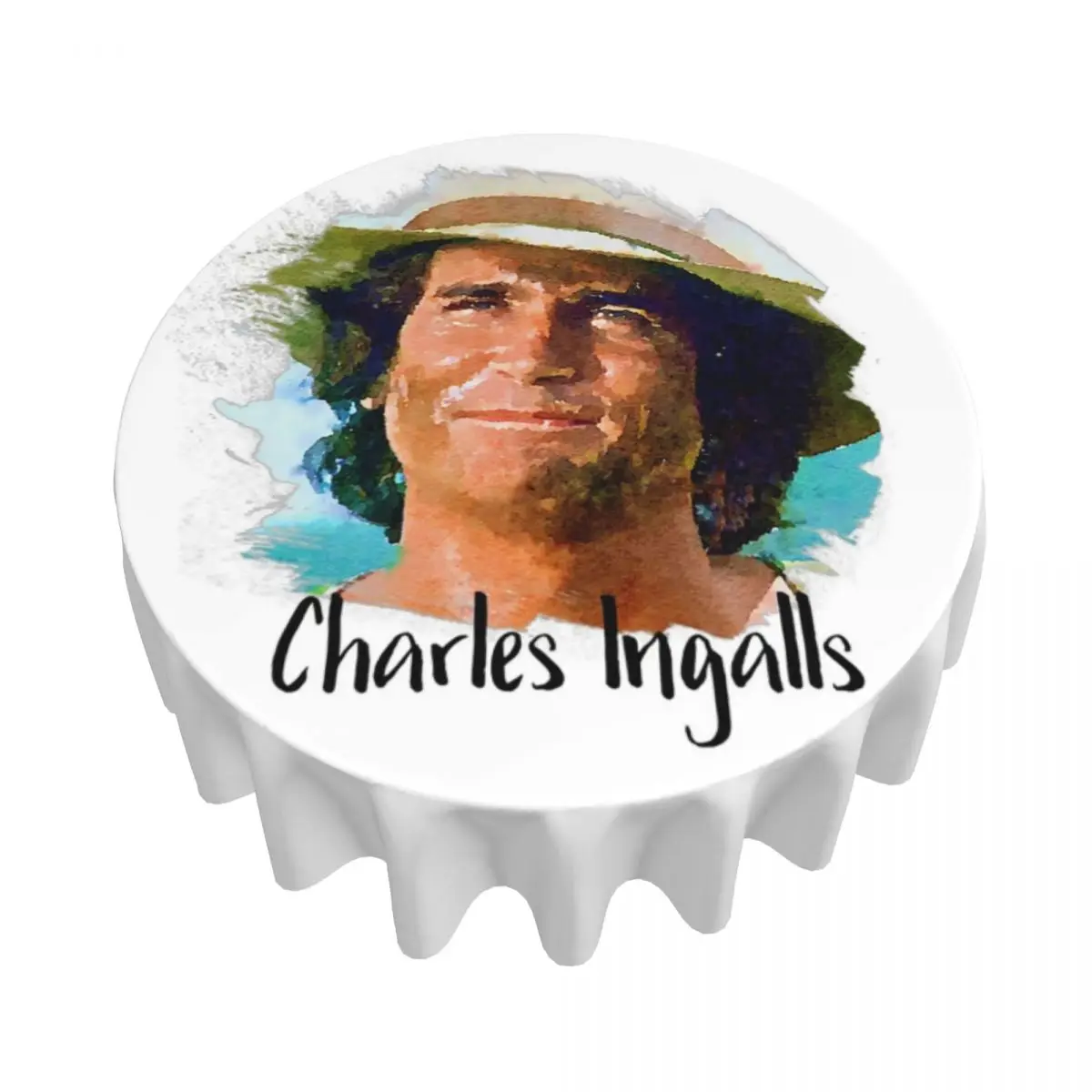 Charles Ingalls Little House On The Prairie Waterproof Round Tablecloth Oilproof Table Cloth for Kitchen Dining Table Cover