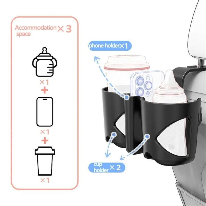J15U Upgraded Mobile Essential Organizers Triple Function Cup Holder for Auto