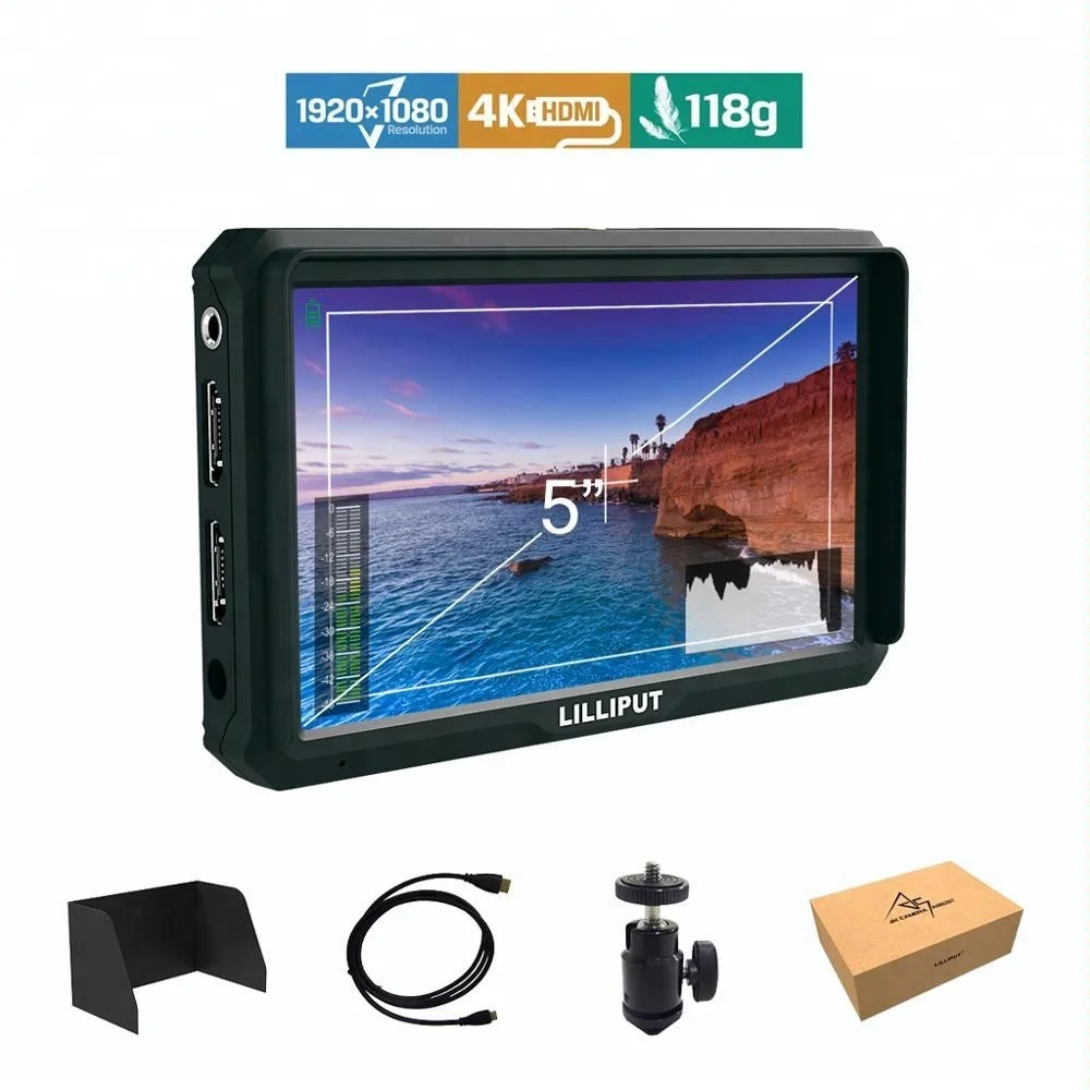 Lilliput A5 Full HD 3-Axis Gimbals 5 Inch 4K HDMI Monitor for  Ronin