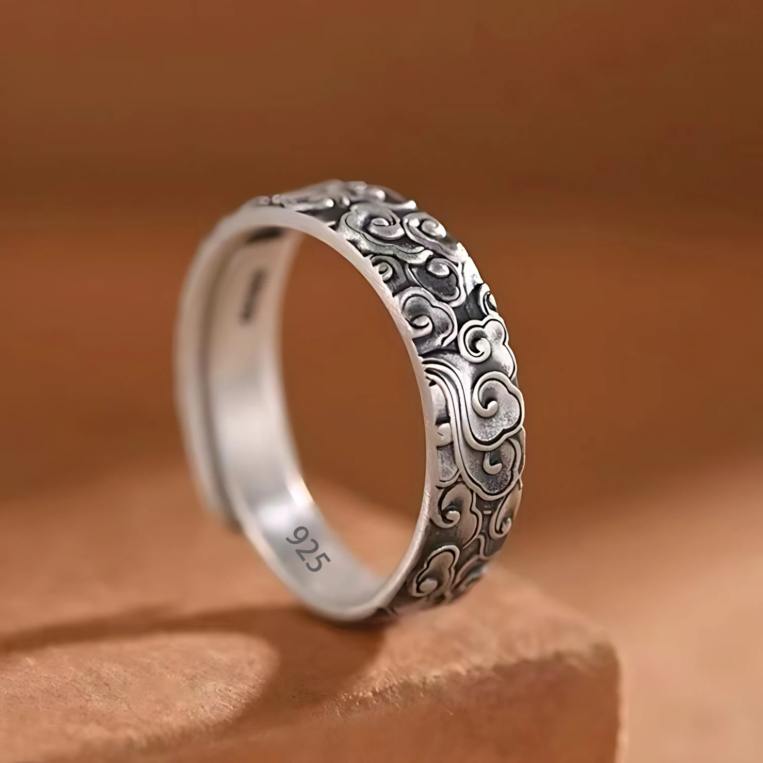 

Sam Panda 925 Sterling Silver Magic Cloud Ring For Women Chinese Retro Pattern Trend Adjustable Lucky Jewelry Gift Dropshipping