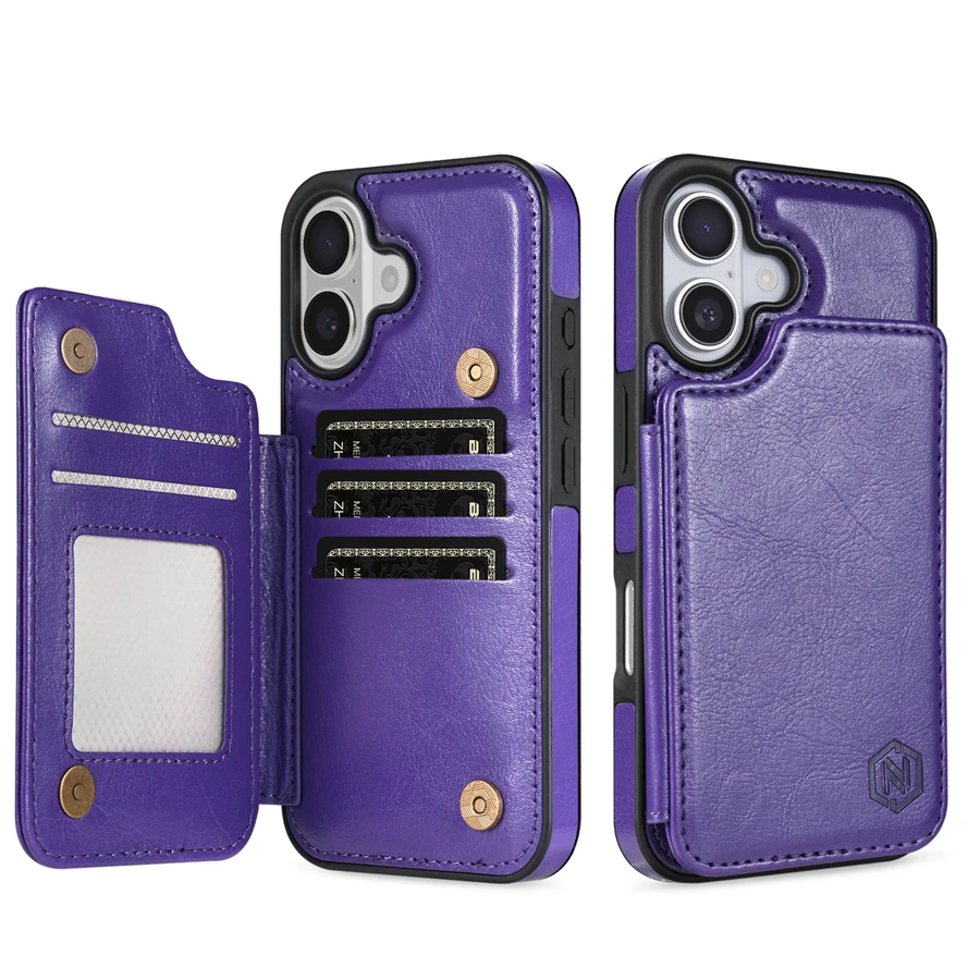 Portemonnee RFID-blokkerende laag bescherming anti-diefstal magnetische leren hoes voor iPhone Air 17 Pro Max 16e 15 Plus 14 13 12 11 kaarthouder