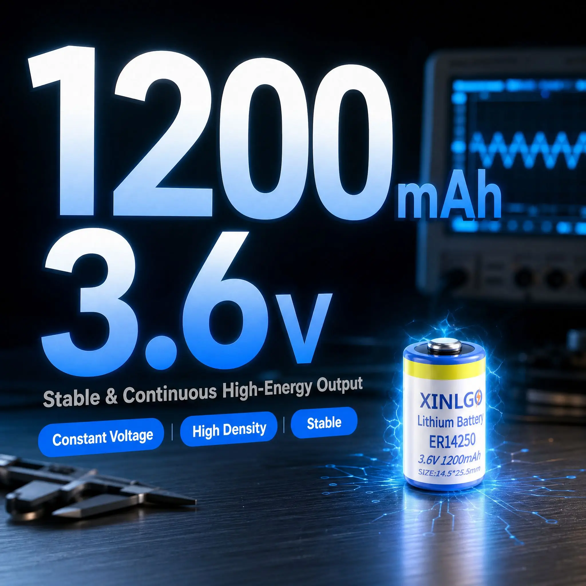 ER14250 3.6V 1/2AA Battery 1200mAh Primary Lithium Thionyl Chloride for Gas Meter PLC industrial control probe insulin pump ETC