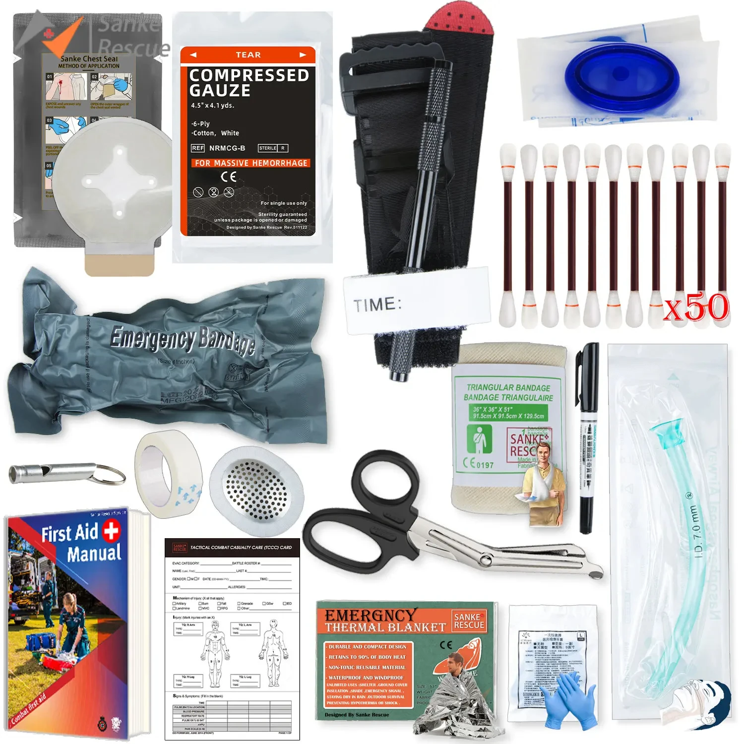 Survival First Aid Kit Survival full set Outdoor Gear Emergency Kits Trauma Bag Camping Hiking IFAK Adventures Bleeding